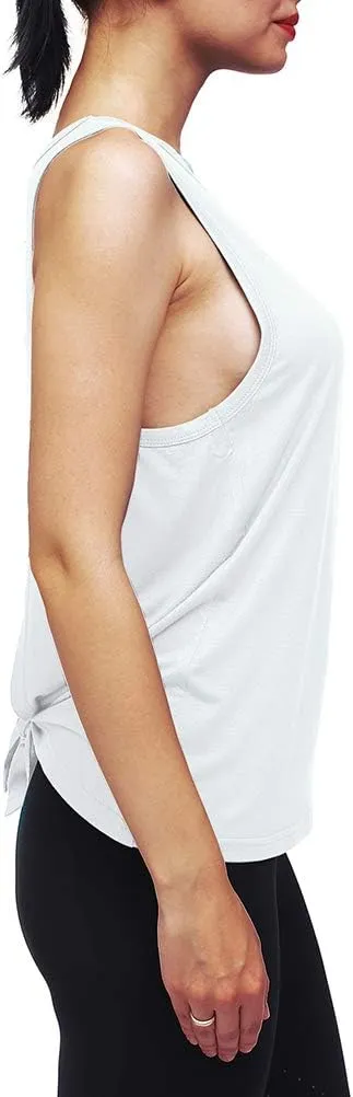 Womens Workout Yoga Tops Open Back Shirts Tie Back Tank Tops with Adjustable Fit