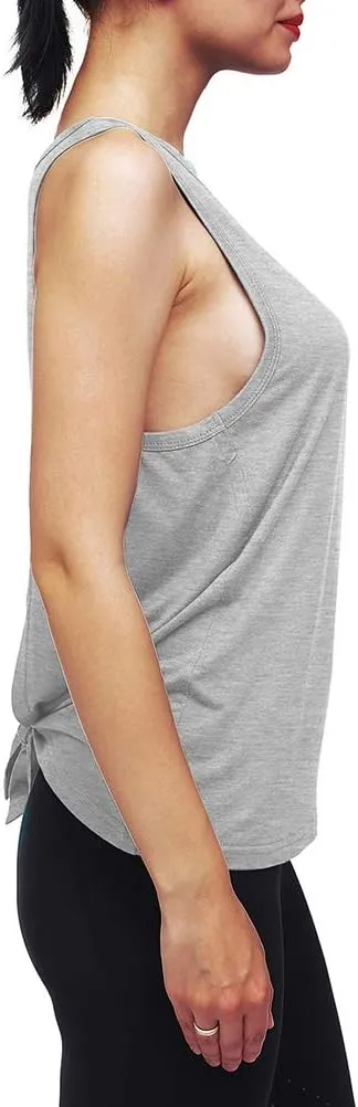 Womens Workout Yoga Tops Open Back Shirts Tie Back Tank Tops with Adjustable Fit