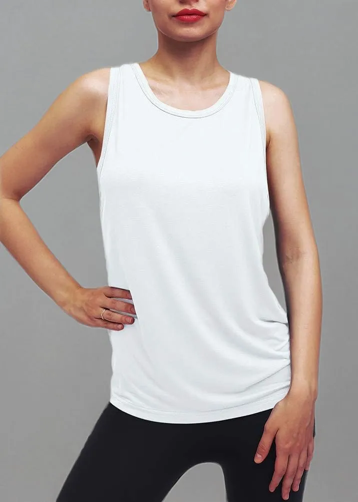 Womens Workout Yoga Tops Open Back Shirts Tie Back Tank Tops with Adjustable Fit