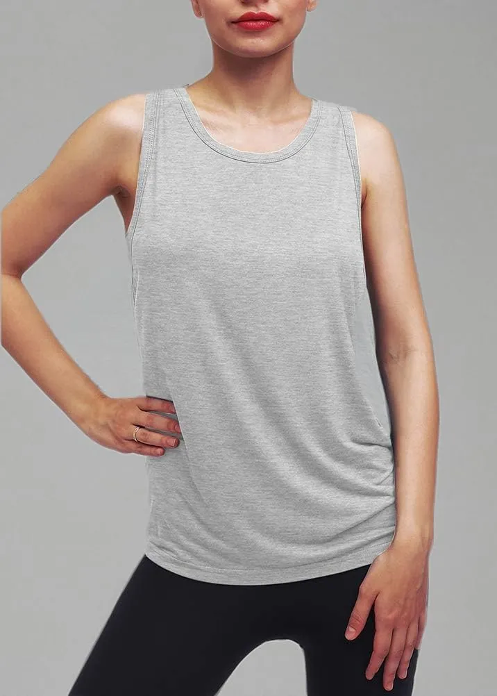 Womens Workout Yoga Tops Open Back Shirts Tie Back Tank Tops with Adjustable Fit