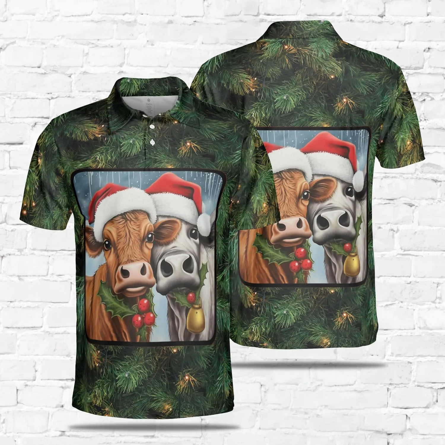 Xmas Cow Polo Shirts for Men - Galaxy Cat Mens Quick Dry Short Sleeve Polo Shirts Series 29