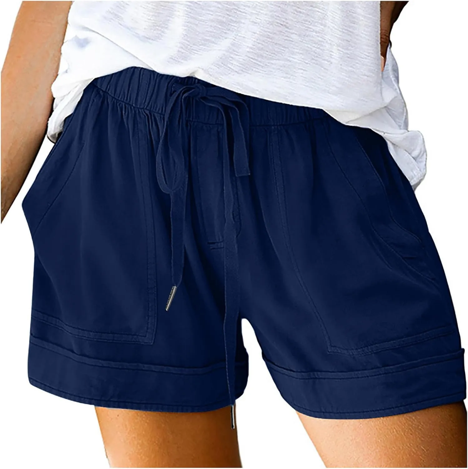 XUNRYAN Shorts for Women High Waisted Casual Cotton Linen Shorts Athletic Workout Running Hiking Gym Short Pants Trousers