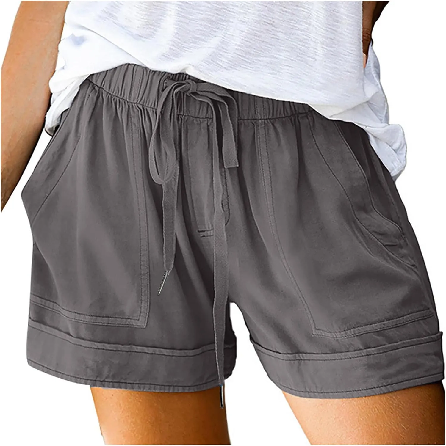 XUNRYAN Shorts for Women High Waisted Casual Cotton Linen Shorts Athletic Workout Running Hiking Gym Short Pants Trousers