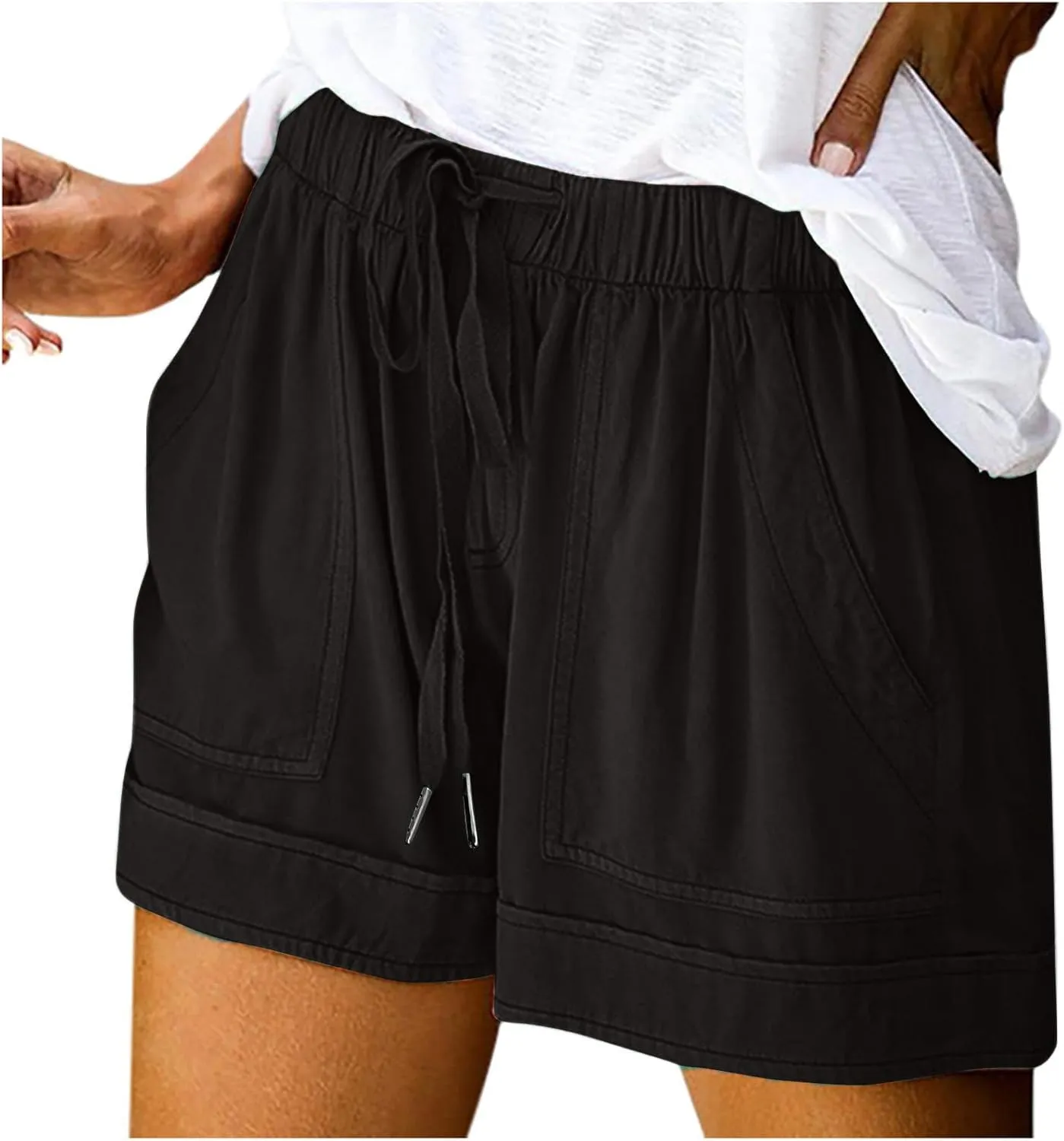 XUNRYAN Shorts for Women High Waisted Casual Cotton Linen Shorts Athletic Workout Running Hiking Gym Short Pants Trousers