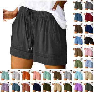 XUNRYAN Shorts for Women High Waisted Casual Cotton Linen Shorts Athletic Workout Running Hiking Gym Short Pants Trousers