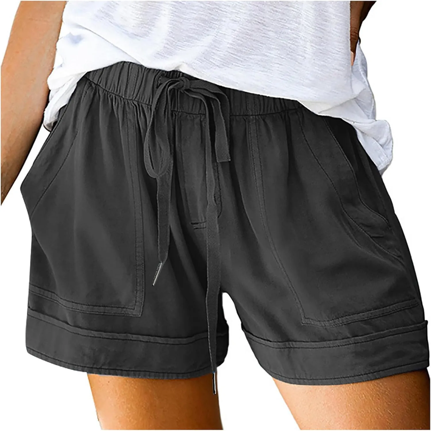 XUNRYAN Shorts for Women High Waisted Casual Cotton Linen Shorts Athletic Workout Running Hiking Gym Short Pants Trousers