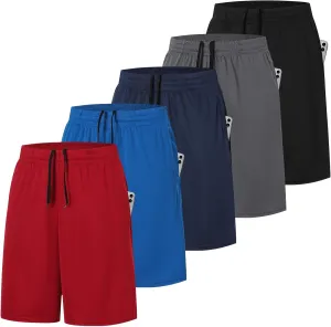 ZENGVEE 5 Pack Athletic Gym Mens Shorts Workout Quick Dry Basketball Shorts with Pockets for Running Casual Activewear