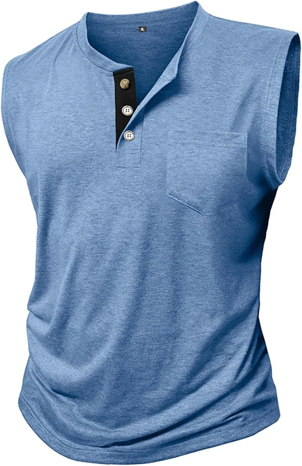 ZYXTIM Men's Muscle Henley Shirts Sleeveless V Neck Button Up Polo Shirts Gym Workout Athletic Running Beach Summer Tank Tops