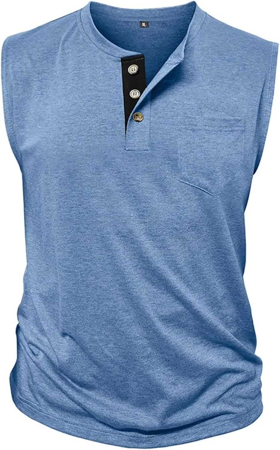 ZYXTIM Men's Muscle Henley Shirts Sleeveless V Neck Button Up Polo Shirts Gym Workout Athletic Running Beach Summer Tank Tops